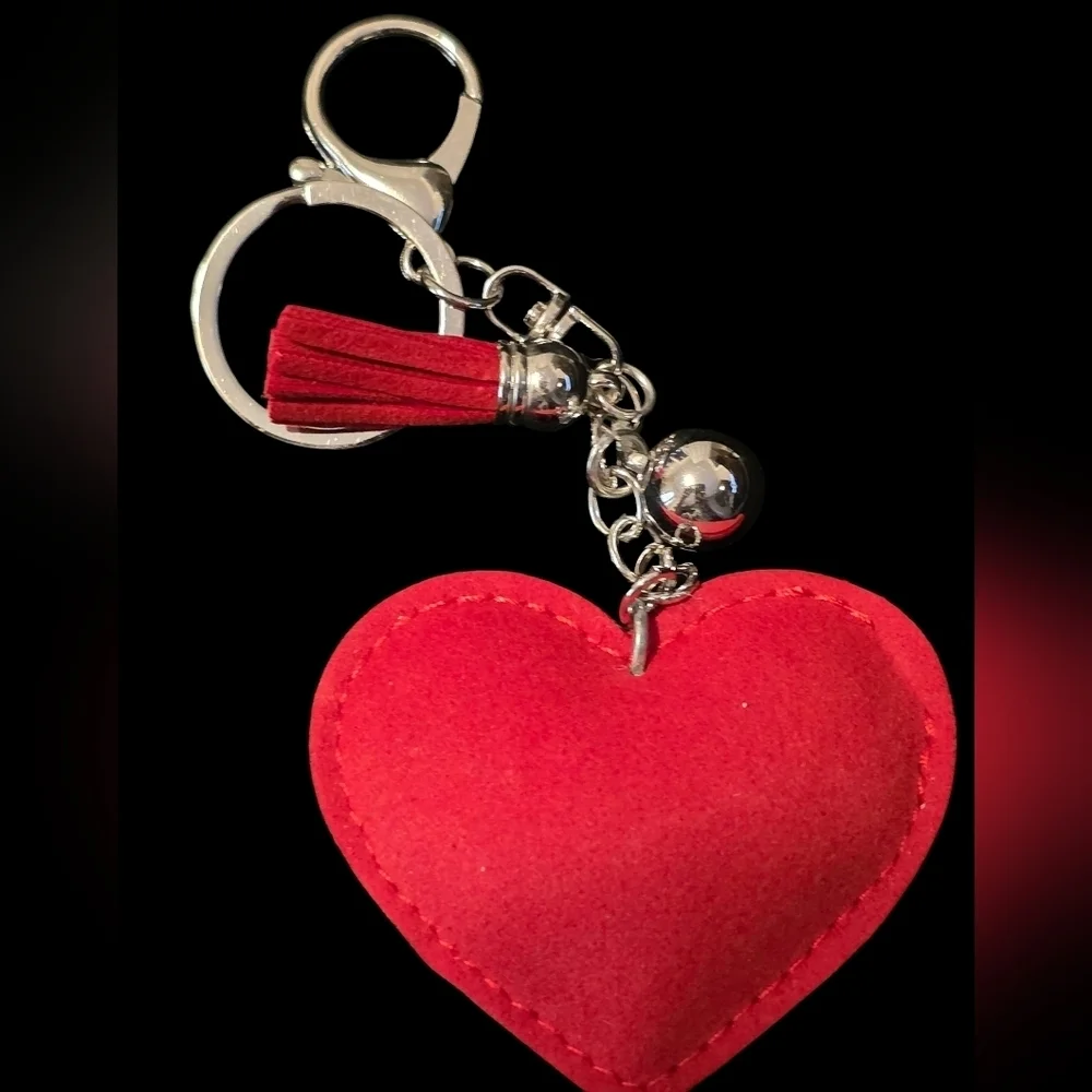 Canada Flag Heart Rhinestone Bag Charm / Keychain